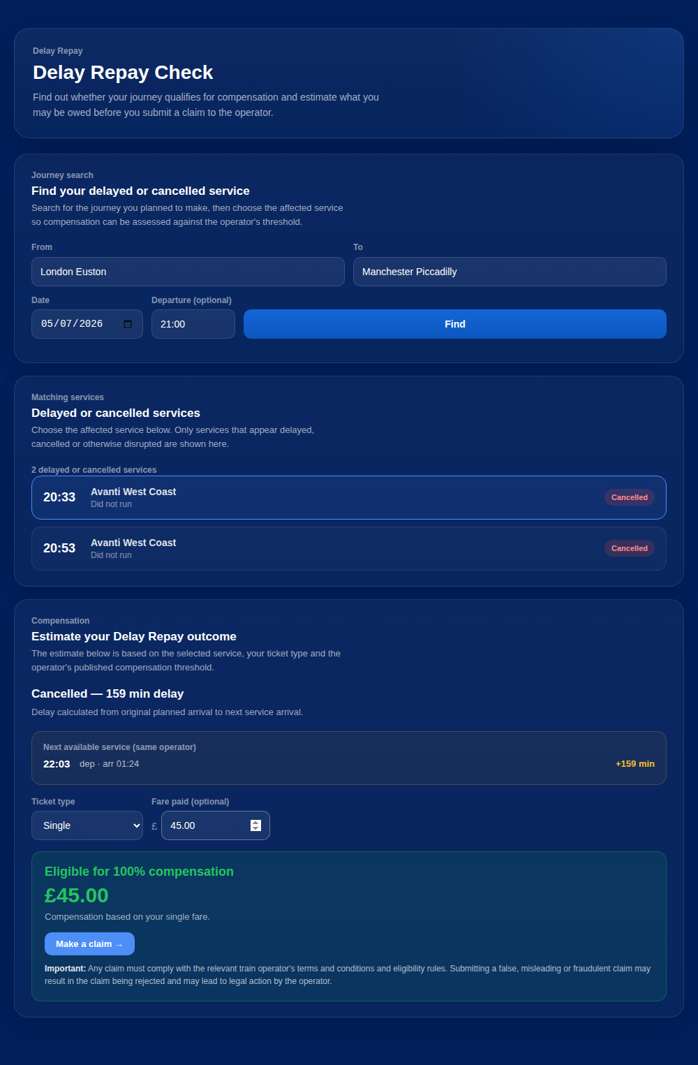 Delay Repay screenshot