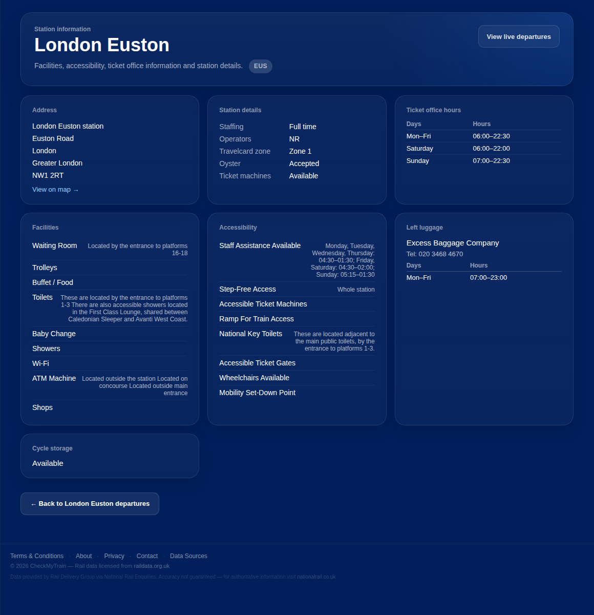 Station information screenshot