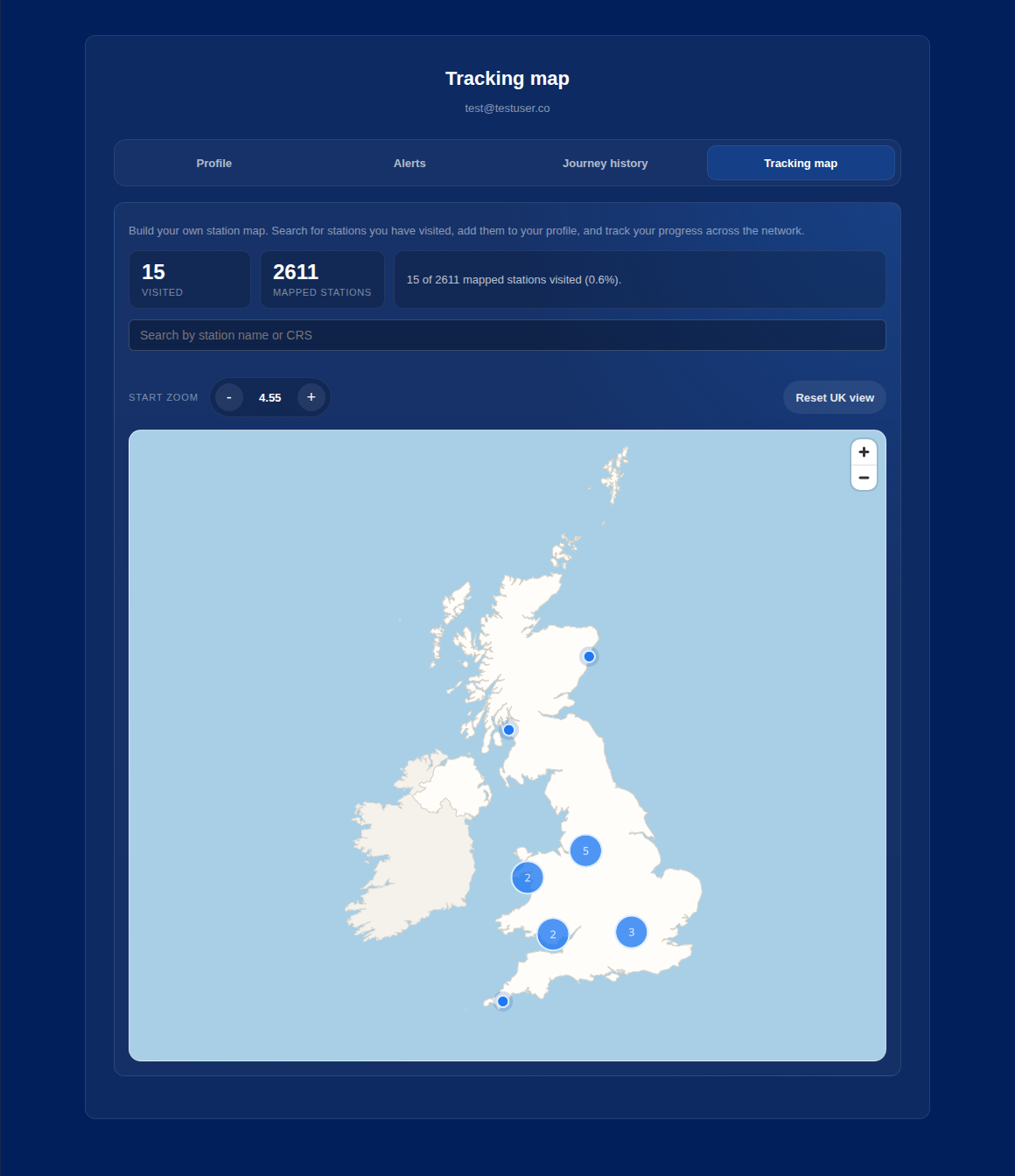 Tracking map screenshot